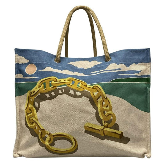 Hermes Tote Bag Escal À La Plage Ivory X Brown X Multi Silver Hardware /beach