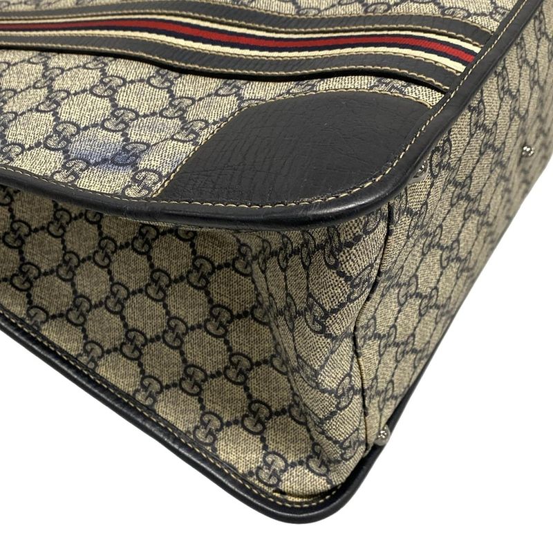 Gucci GG Plus GG Supreme 145842 Ivory X Navy X Red Leather