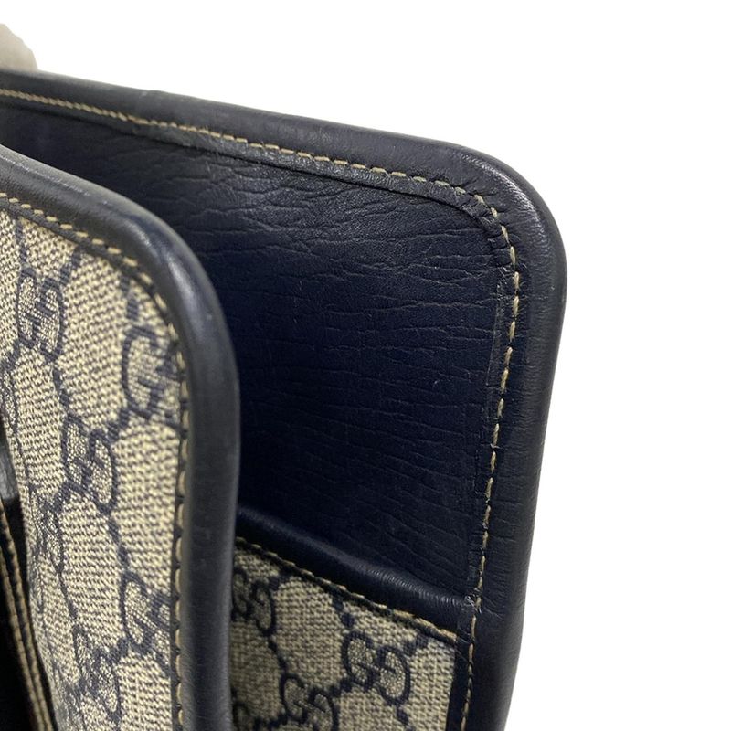 Gucci GG Plus GG Supreme 145842 Ivory X Navy X Red Leather