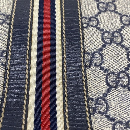 Gucci GG Plus GG Supreme 145842 Ivory X Navy X Red Leather