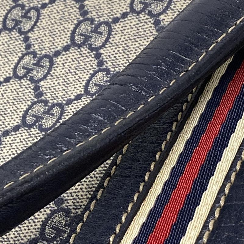 Gucci GG Plus GG Supreme 145842 Ivory X Navy X Red Leather