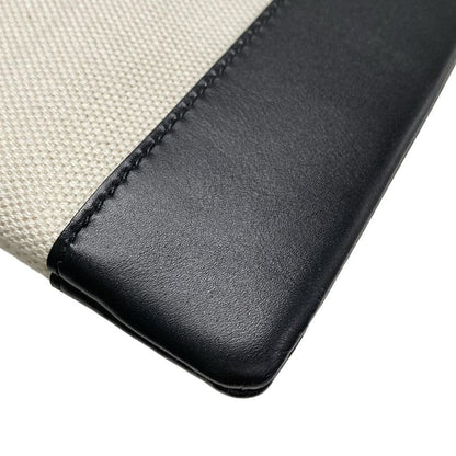 Balenciaga Clutch Bag Navy Clip M 373834 Ivory And Black Leather