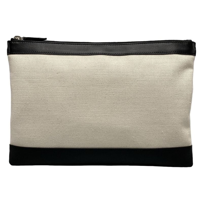 Balenciaga Clutch Bag Navy Clip M 373834 Ivory And Black Leather