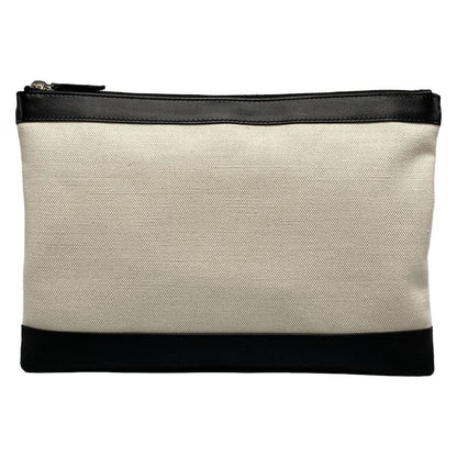 Balenciaga Clutch Bag Navy Clip M 373834 Ivory And Black Leather