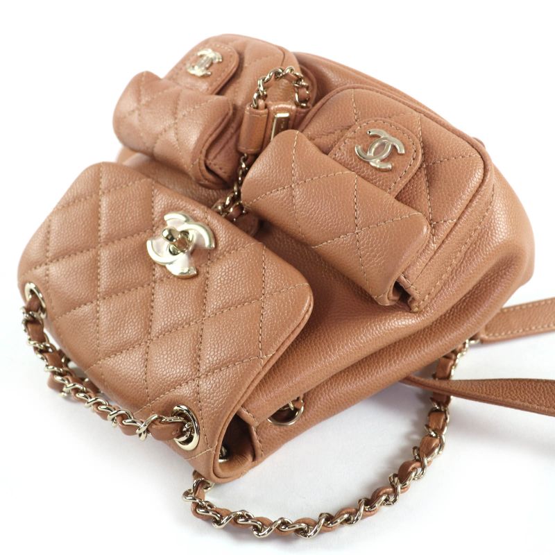 CHANEL As3860 Caviar Skin Matelasse Coco Mark Chain Backpack Random Serial