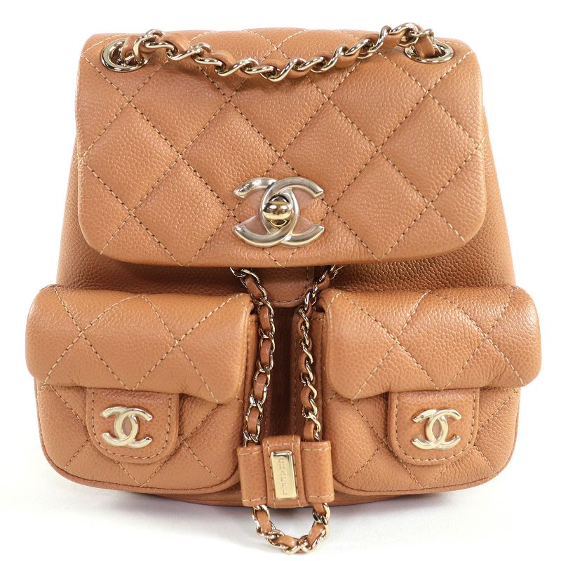 CHANEL As3860 Caviar Skin Matelasse Coco Mark Chain Backpack Random Serial
