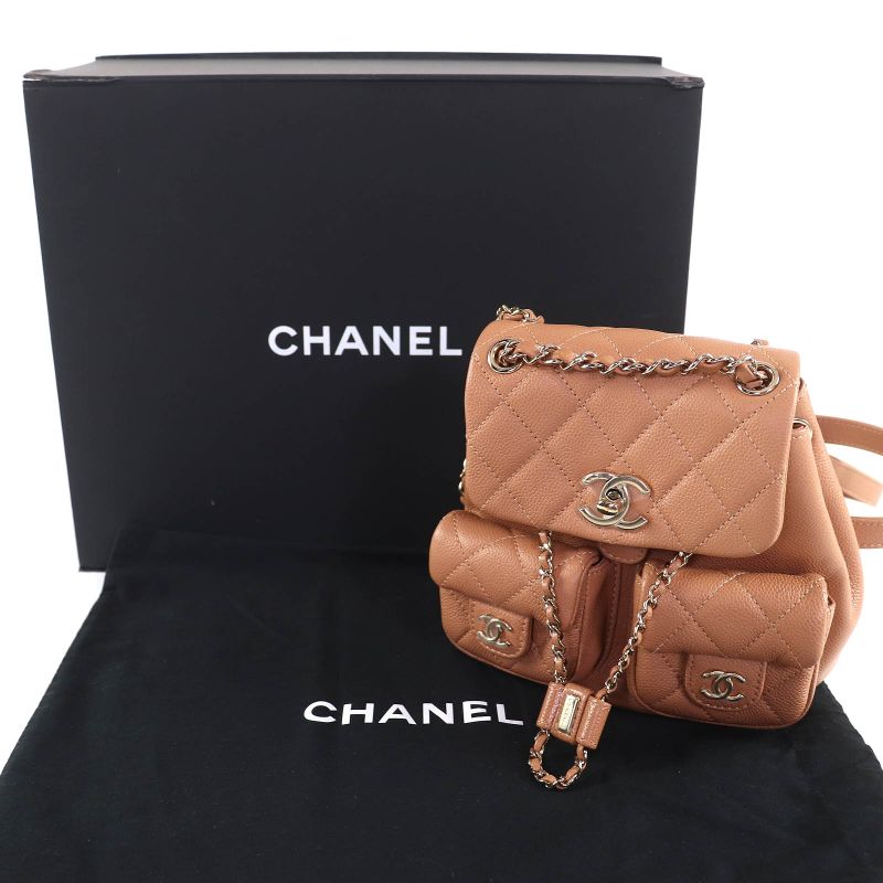 CHANEL As3860 Caviar Skin Matelasse Coco Mark Chain Backpack Random Serial