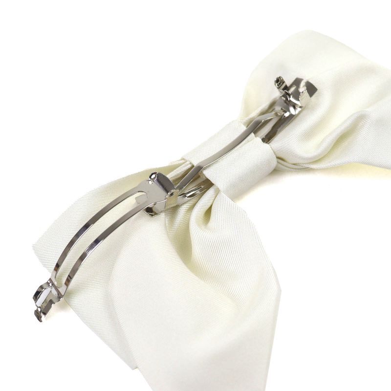 CHANEL 24P 100% Silk Coco Mark Ribbon Barrette Hair Accessory Off White Black