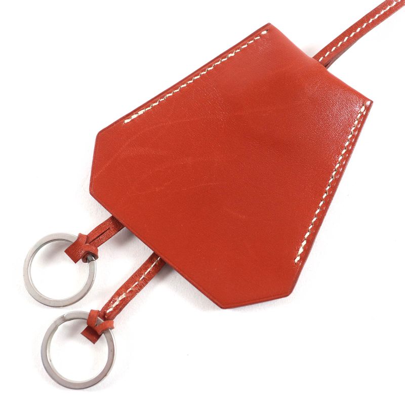 Hermes Vintage Leather Margiela Period Clochette Necklace Brown C Engraved