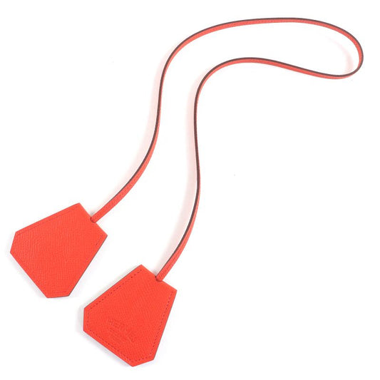 Hermes Hat Clip Capucine Vaux Epson Clochette Current Red-orange With Box Women