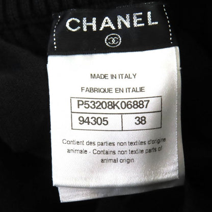 CHANEL P53208 Cotton Linen Coco Mark One Point Frill Design Mini Flared Skirt