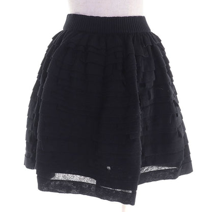 CHANEL P53208 Cotton Linen Coco Mark One Point Frill Design Mini Flared Skirt