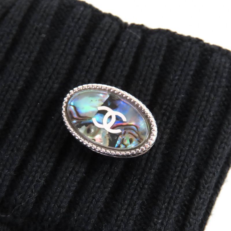 CHANEL P53208 Cotton Linen Coco Mark One Point Frill Design Mini Flared Skirt