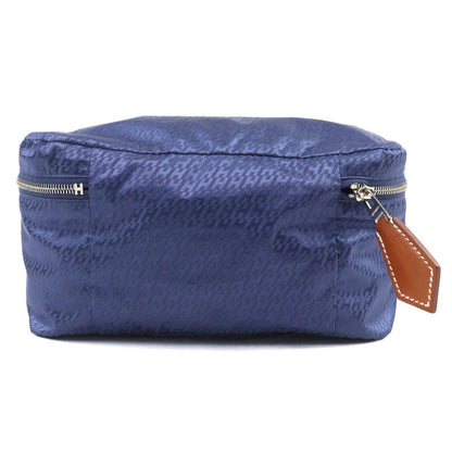 Hermes Eau De Voyage PM 100% Silk Pouch Blue Stamped B Made In France Ladies