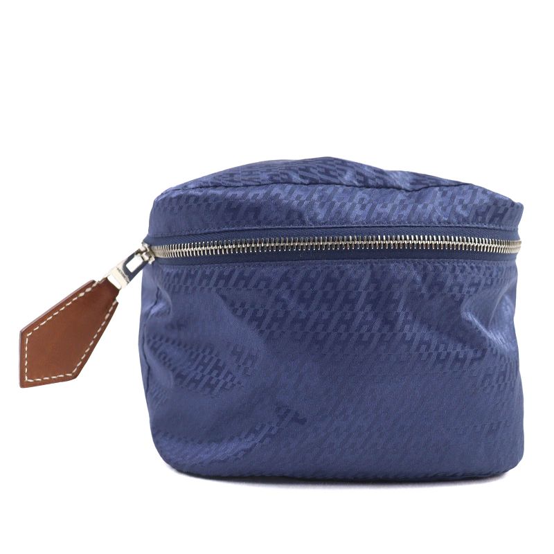 Hermes Eau De Voyage PM 100% Silk Pouch Blue Stamped B Made In France Ladies