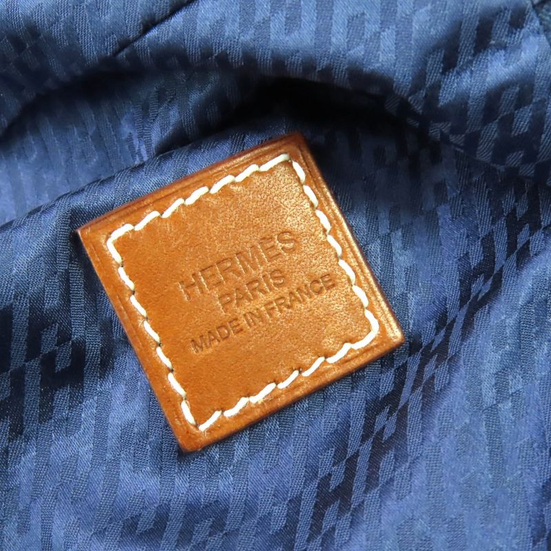 Hermes Eau De Voyage PM 100% Silk Pouch Blue Stamped B Made In France Ladies