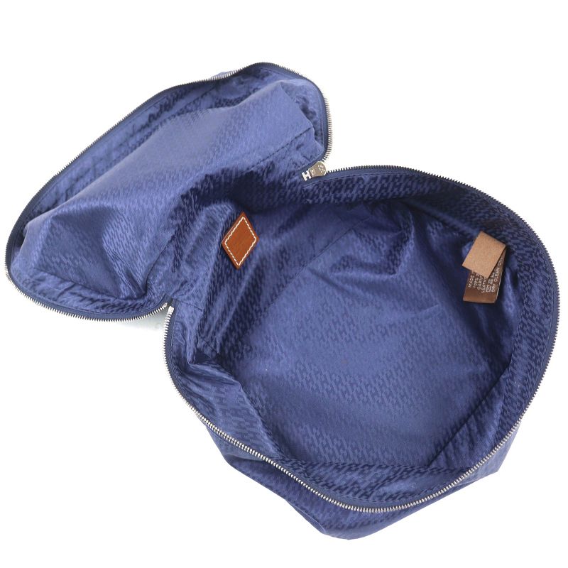 Hermes Eau De Voyage PM 100% Silk Pouch Blue Stamped B Made In France Ladies