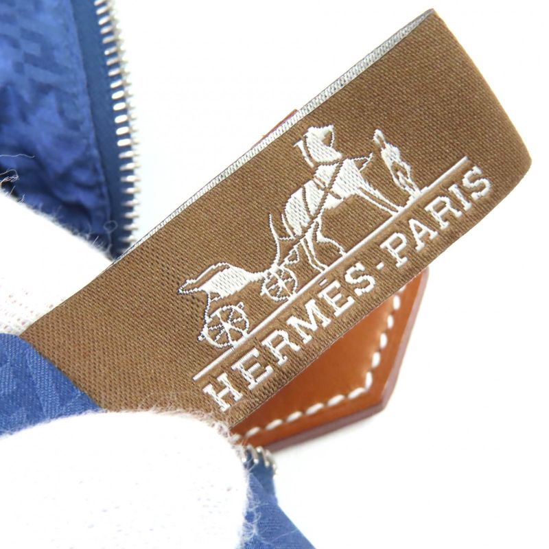 Hermes Eau De Voyage PM 100% Silk Pouch Blue Stamped B Made In France Ladies