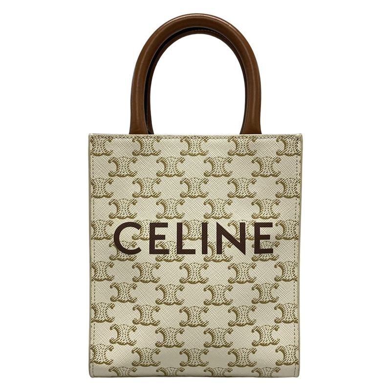 Celine Mini Vertical Cabas Ivory And Dark Brown Tote Bag