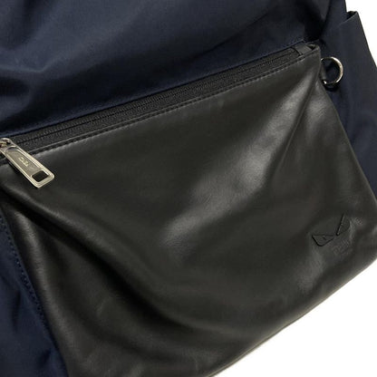Fendi Backpack Sac Backpack/bag Bugs Eye 7vz035 Navy And Black Leather