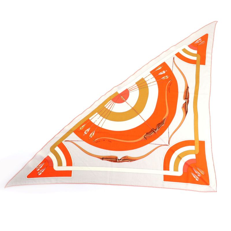 Hermes 2023 Triangle Gien Arcs En Ciel Rainbow Cashmere Silk Large Scarf