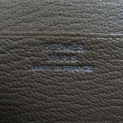 Hermes Bearn Souffle Chevre Etoupe H Logo Silver Hardware Long Wallet Engraved