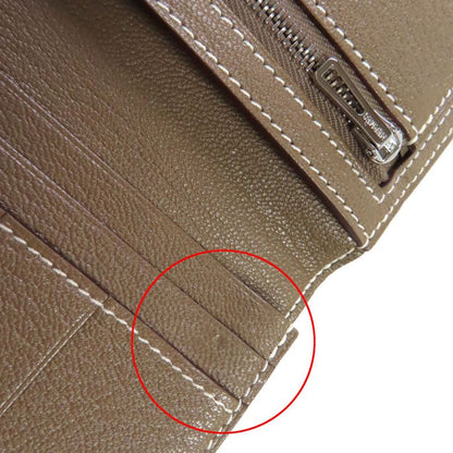 Hermes Bearn Souffle Chevre Etoupe H Logo Silver Hardware Long Wallet Engraved