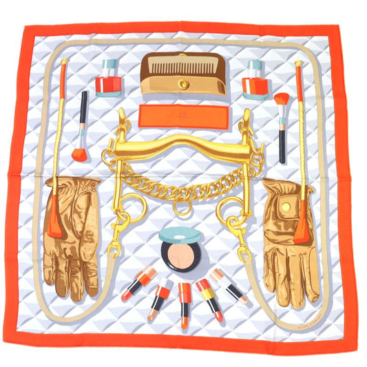 Hermes 2025 Carré 90 Botte Composée 100% Silk Vermilion / Gray / Beige Dorée