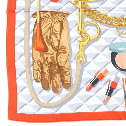 Hermes 2025 Carré 90 Botte Composée 100% Silk Vermilion / Gray / Beige Dorée