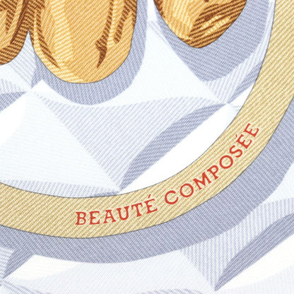 Hermes 2025 Carré 90 Botte Composée 100% Silk Vermilion / Gray / Beige Dorée