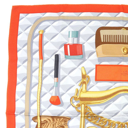 Hermes 2025 Carré 90 Botte Composée 100% Silk Vermilion / Gray / Beige Dorée