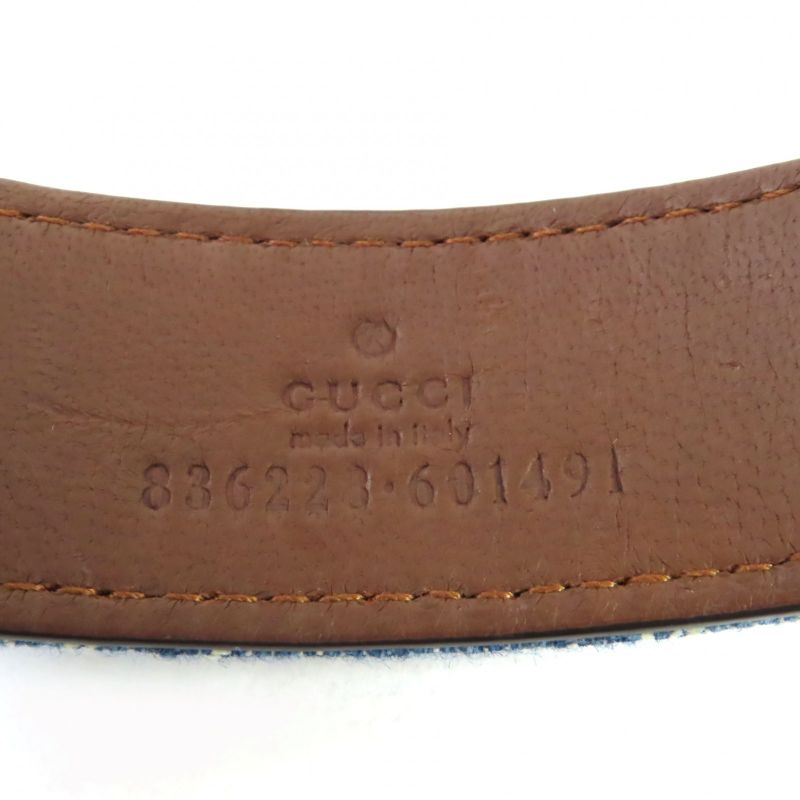 Gucci 836228 Leather Usage GG Denim Horsebit Headband Hair Accessory Indigo