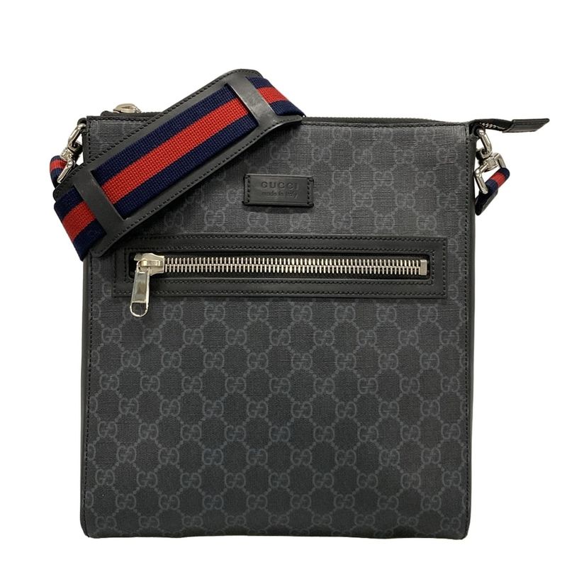 Gucci Shoulder Bag GG Plus GG Supreme 474137 Dark Gray X Black X Multi Leather