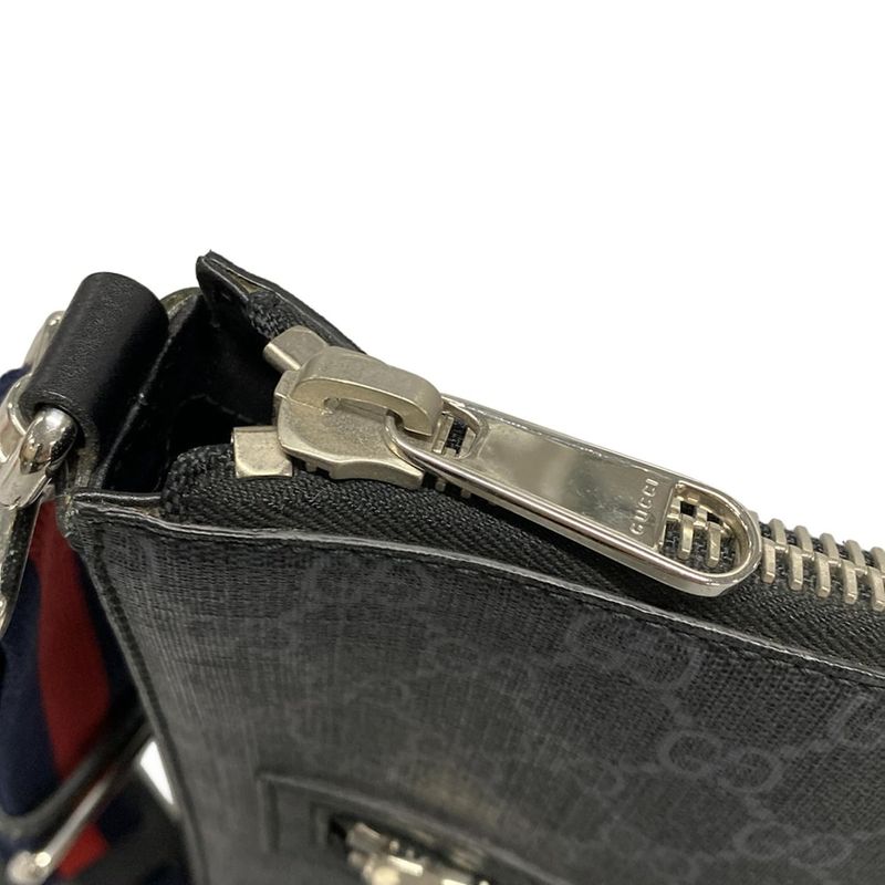 Gucci Shoulder Bag GG Plus GG Supreme 474137 Dark Gray X Black X Multi Leather