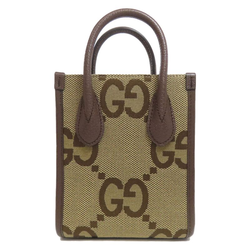 Gucci 699406 Jumbo GG Mini Tote Bag 2WAY Handbag Canvas Calf Women