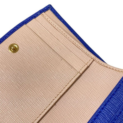 Fendi Bifold Wallet Cles Jons 8m0339 Blue And Pink Beige L-shaped Zipper Leather