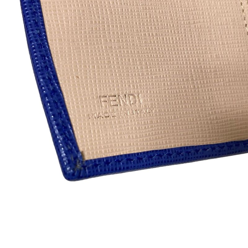 Fendi Bifold Wallet Cles Jons 8m0339 Blue And Pink Beige L-shaped Zipper Leather