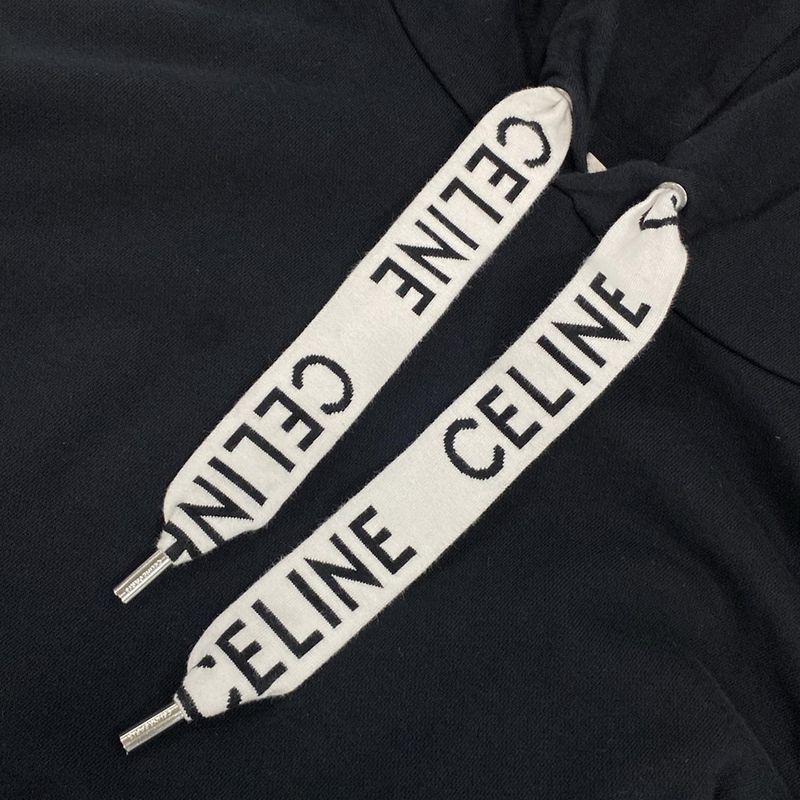 Celine Hoodie Size L Men's Loose Sweatshirt 2y468670q Black Long Sleeves Cotton