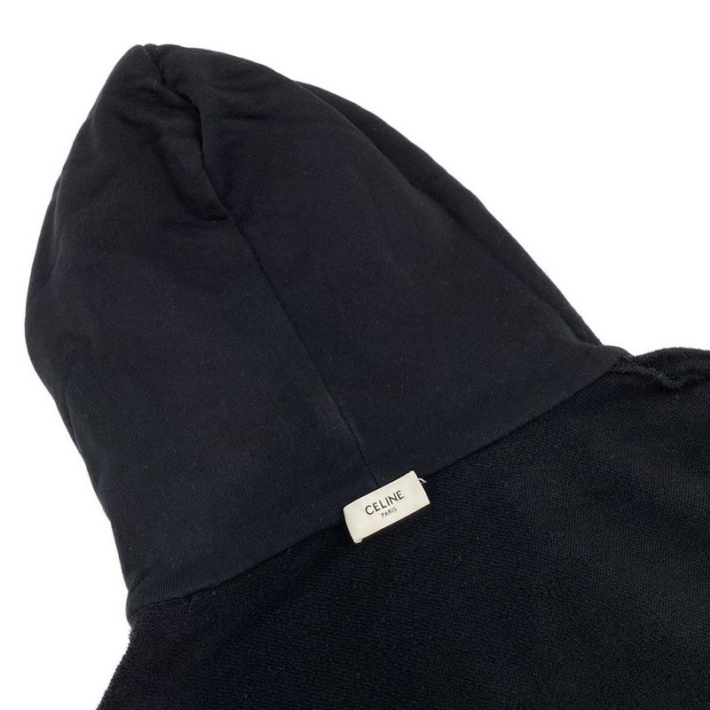 Celine Hoodie Size L Men's Loose Sweatshirt 2y468670q Black Long Sleeves Cotton