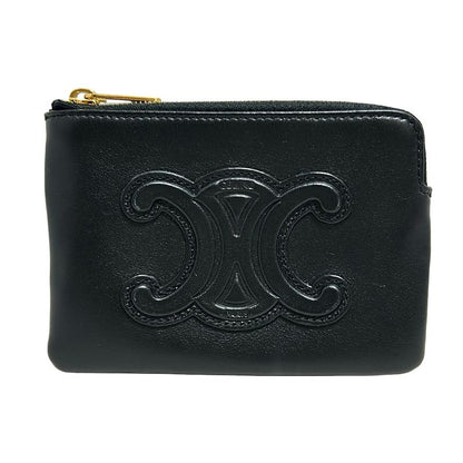 Celine Coin Case - Black Triomphe Leather