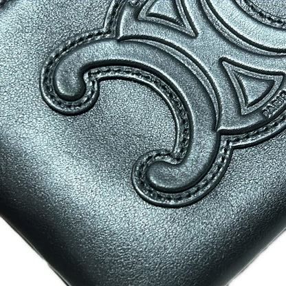 Celine Coin Case - Black Triomphe Leather