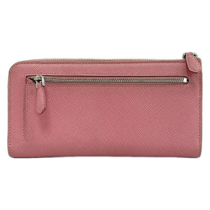 Prada Long Wallet - Pink L Shaped Zipper With Ribbon Leather