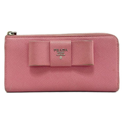 Prada Long Wallet - Pink L Shaped Zipper With Ribbon Leather