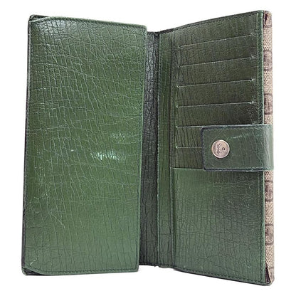 Gucci GG Plus GG Supreme 115046 Beige Dark Brown And Green Leather