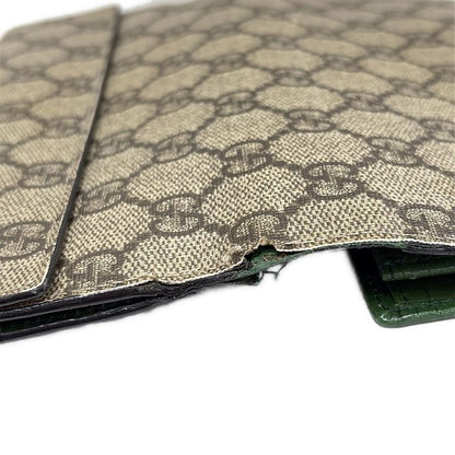 Gucci GG Plus GG Supreme 115046 Beige Dark Brown And Green Leather