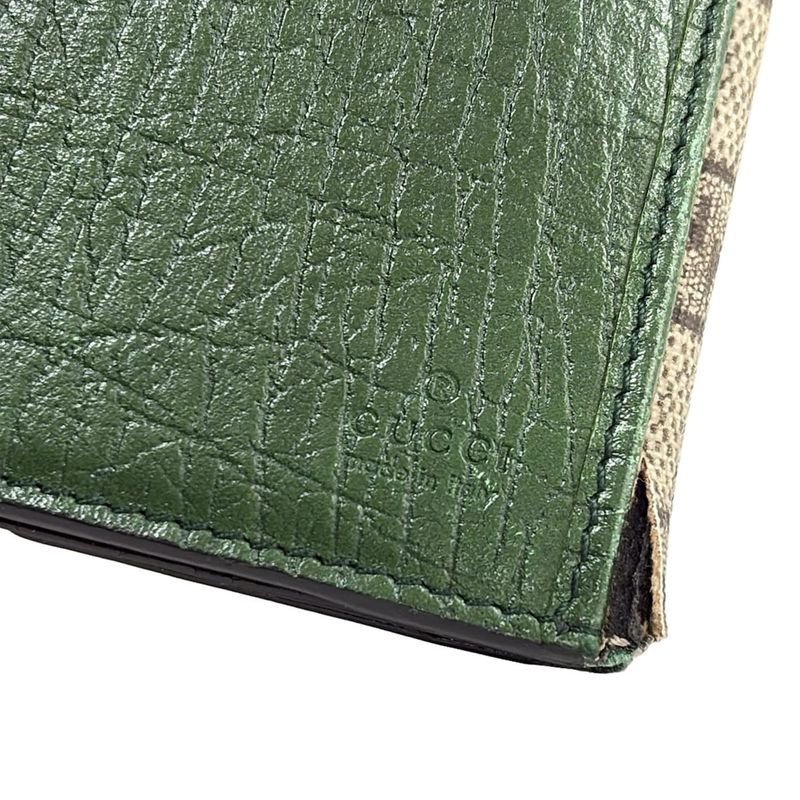 Gucci GG Plus GG Supreme 115046 Beige Dark Brown And Green Leather