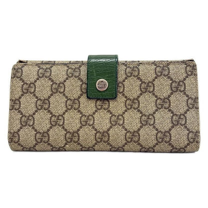 Gucci GG Plus GG Supreme 115046 Beige Dark Brown And Green Leather