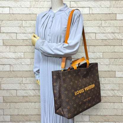 Louis Vuitton Shopper Tote MM Monogram Tote Leather M13928 Brown Women's Louis
