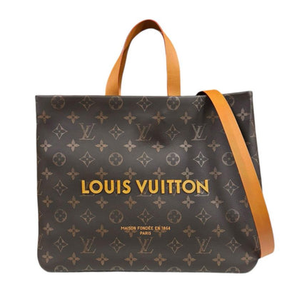 Louis Vuitton Shopper Tote MM Monogram Tote Leather M13928 Brown Women's Louis