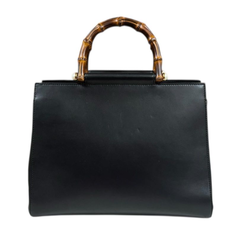 Gucci Nim Fair Medium Bamboo Shoulder Bag Leather 453766 Black Ladies Gucci